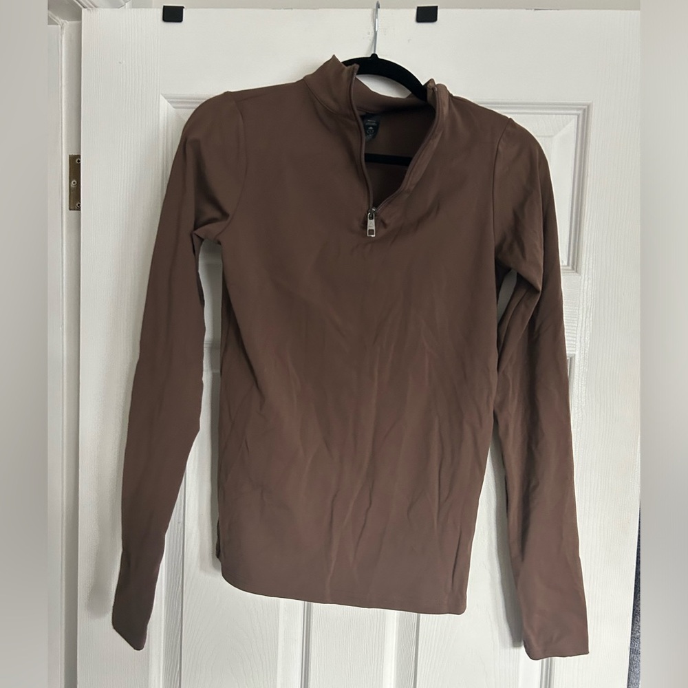 Vitality Brown Quarter Zip Sweater